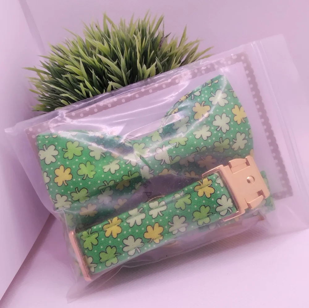Green Shamrock Bow Tie Collar for Kids
